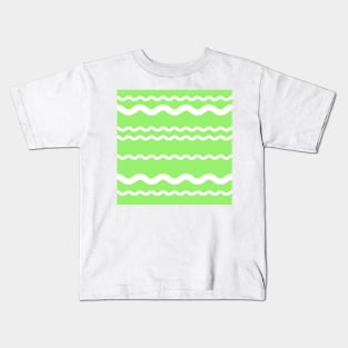 Lime Green and White striped pattern Kids T-Shirt